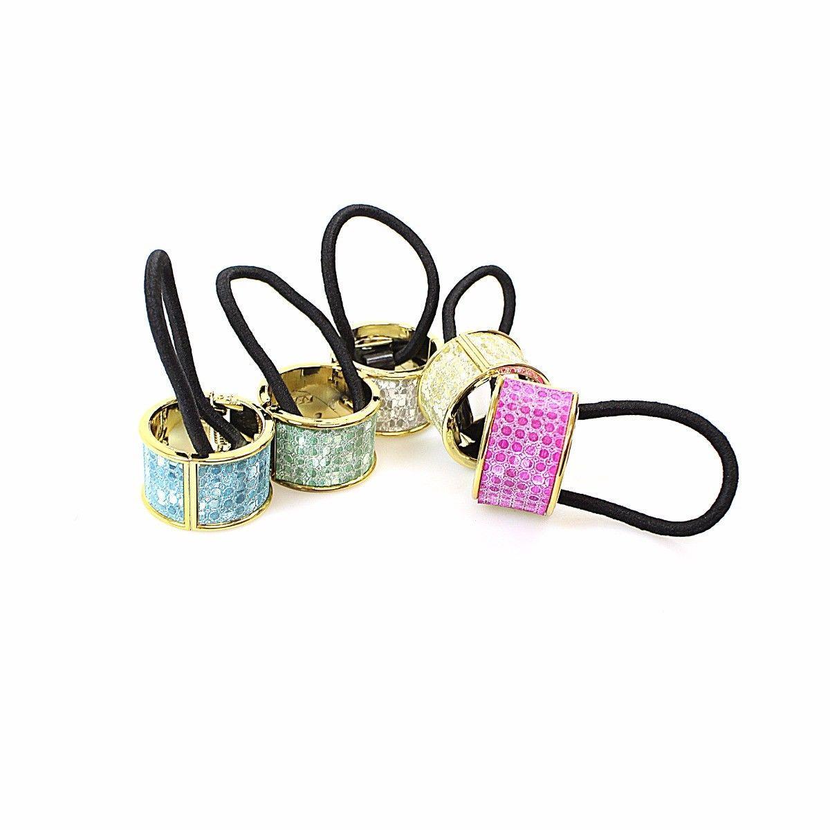 Hair Bobble Tie Band Rubber Band with Clip 3.4cm Assorted Designs and Colours 2317