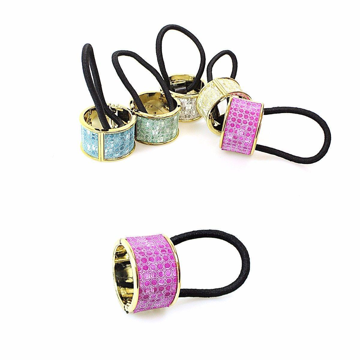 Hair Bobble Tie Band Rubber Band with Clip 3.4cm Assorted Designs and Colours 2317