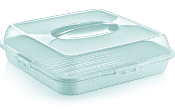 Plastic Square Cake Pastry Party Brownie Tray Storage Carry Box with Cover Assorted Colours D30308