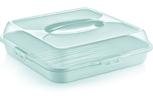 Plastic Square Cake Pastry Party Brownie Tray Storage Carry Box with Cover Assorted Colours D30308