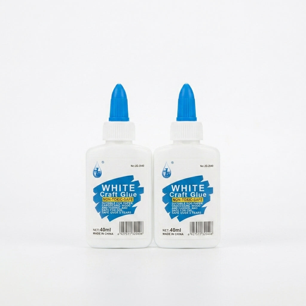 White Craft Glue 2-Pack Set, 40ml Bottles, Fast-Drying Formula