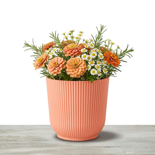 Plastic Flower Pot Assorted Colours 14x14x13cm 105g SKU 8233