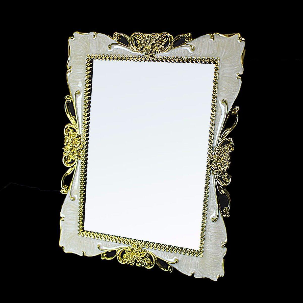 Designer Home Decor Mirror In Cream / Red and Gold 17cm x 22cm 2402