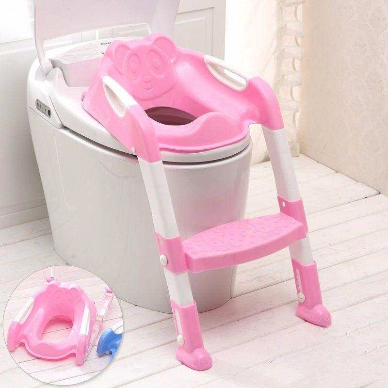 SQ Professional Plastic Children's Teddie Toilet Seat Ladder 59cm Pink 5824 / 2548