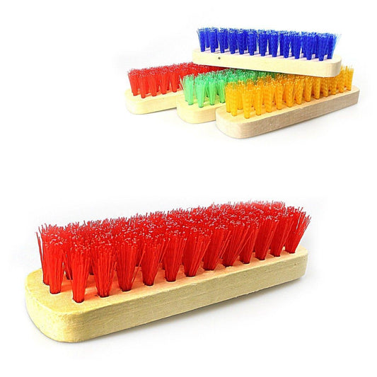 Wooden Hard Bristle Brush 17.5cm Assorted Colours 0190