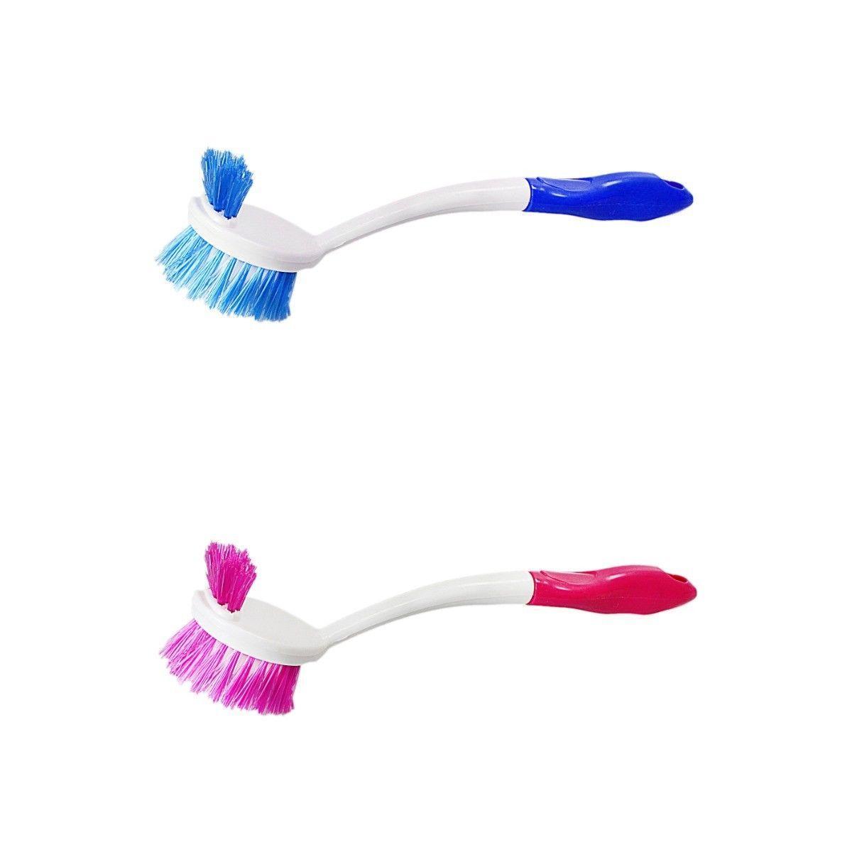 Plastic Double Sided Cleaning Washing Up Scrubbing Dish Brush 28 cm Assorted Colours 4025
