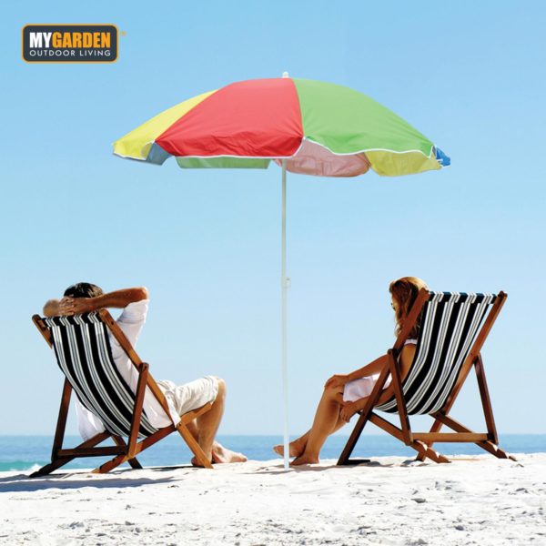 Beach Umbrella Parasol with Tilt Function 1.8 m Rainbow Colour 4708