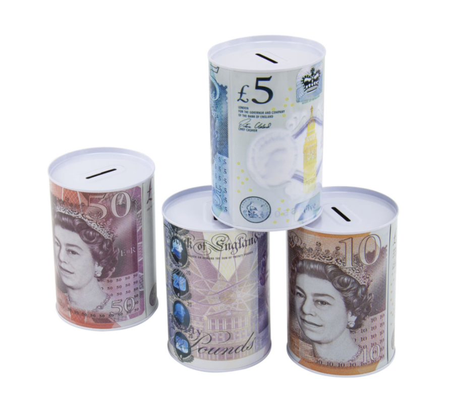 MTS75 Small Coin Money Tin Piggy Bank Savings Box 10 x 15cm Assorted Royal Designs SKU 4839