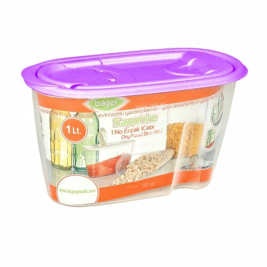 Plastic Dried Food Grains Pantry Storage Container with Pourer Lid 1L Assorted Colours BG283 / 9283