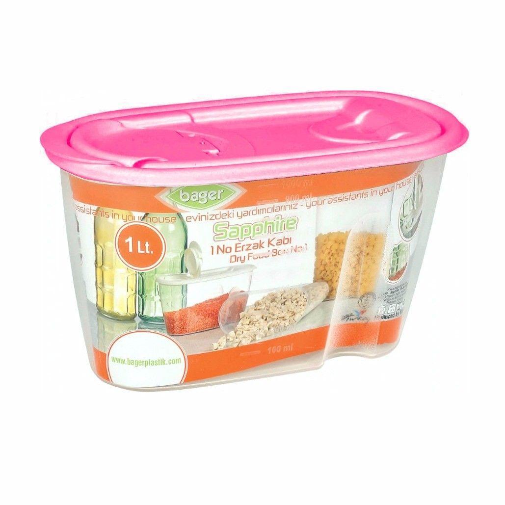Plastic Dried Food Grains Pantry Storage Container with Pourer Lid 1L Assorted Colours BG283 / 9283