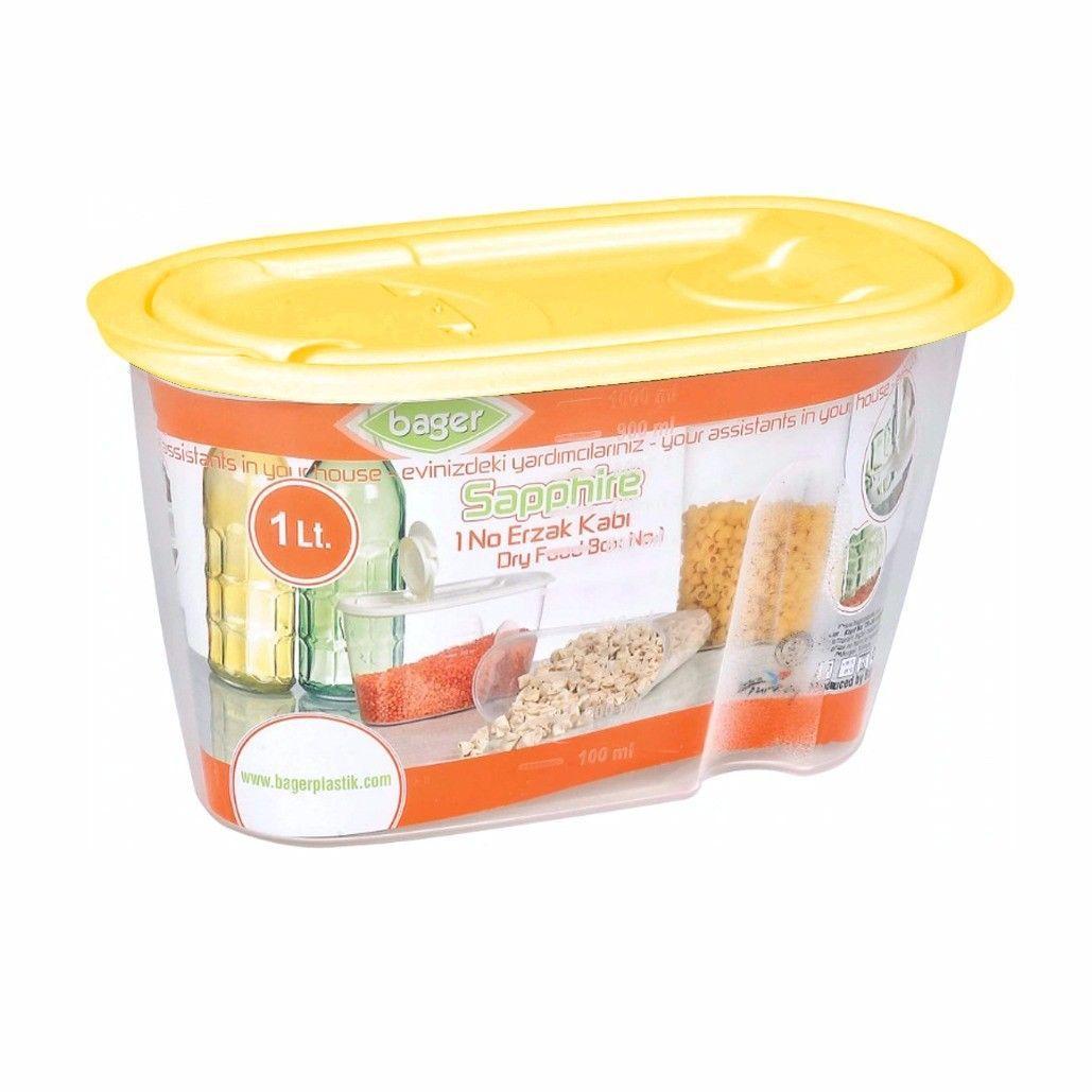 Plastic Dried Food Grains Pantry Storage Container with Pourer Lid 1L Assorted Colours BG283 / 9283
