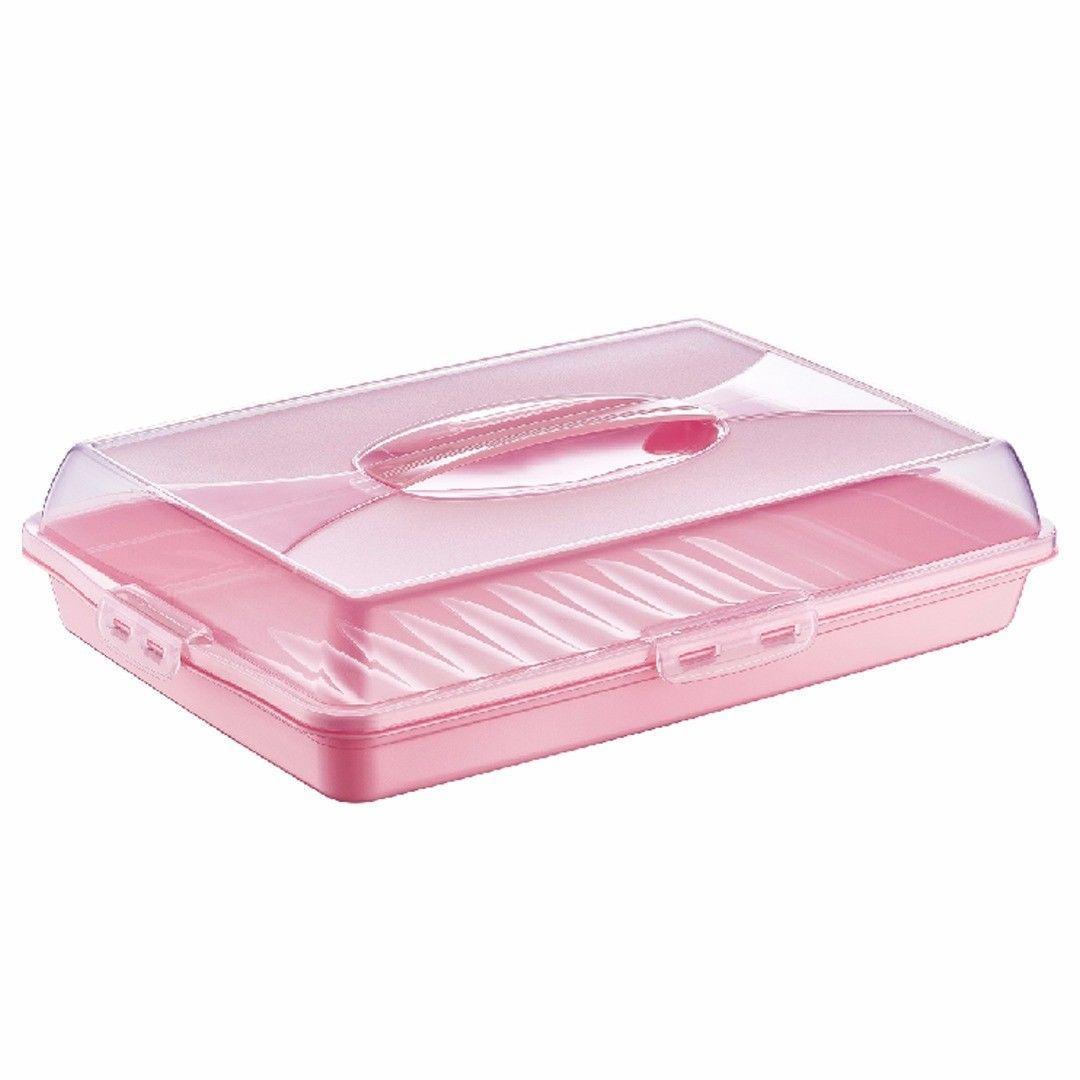 Plastic Cake Pastry Party Brownie Tray Storage Carry Box with Cover 45 x 30 x 10 cm Assorted Colours D30307