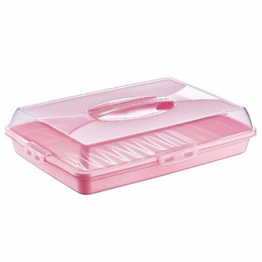 Plastic Cake Pastry Party Brownie Tray Storage Carry Box with Cover 45 x 30 x 10 cm Assorted Colours D30307