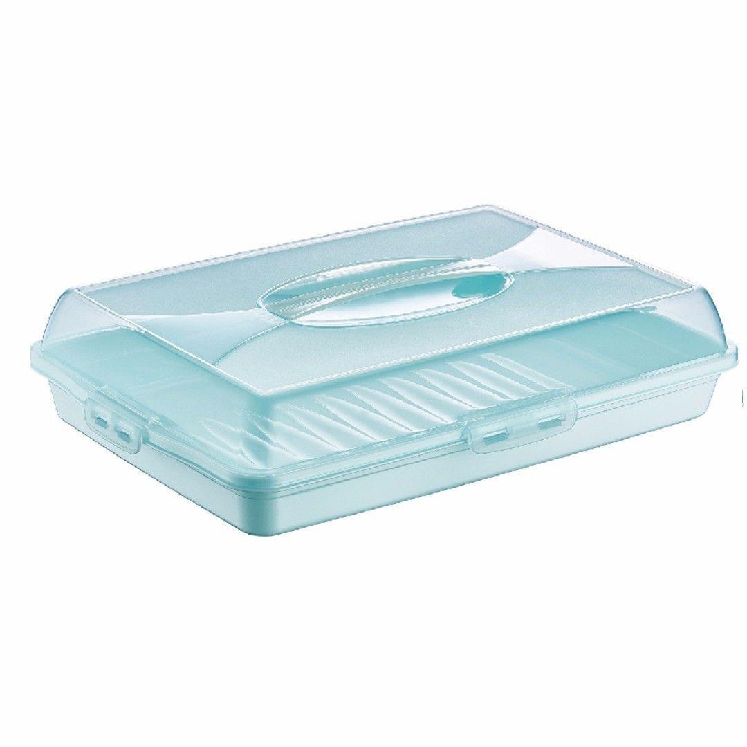 Plastic Cake Pastry Party Brownie Tray Storage Carry Box with Cover 45 x 30 x 10 cm Assorted Colours D30307