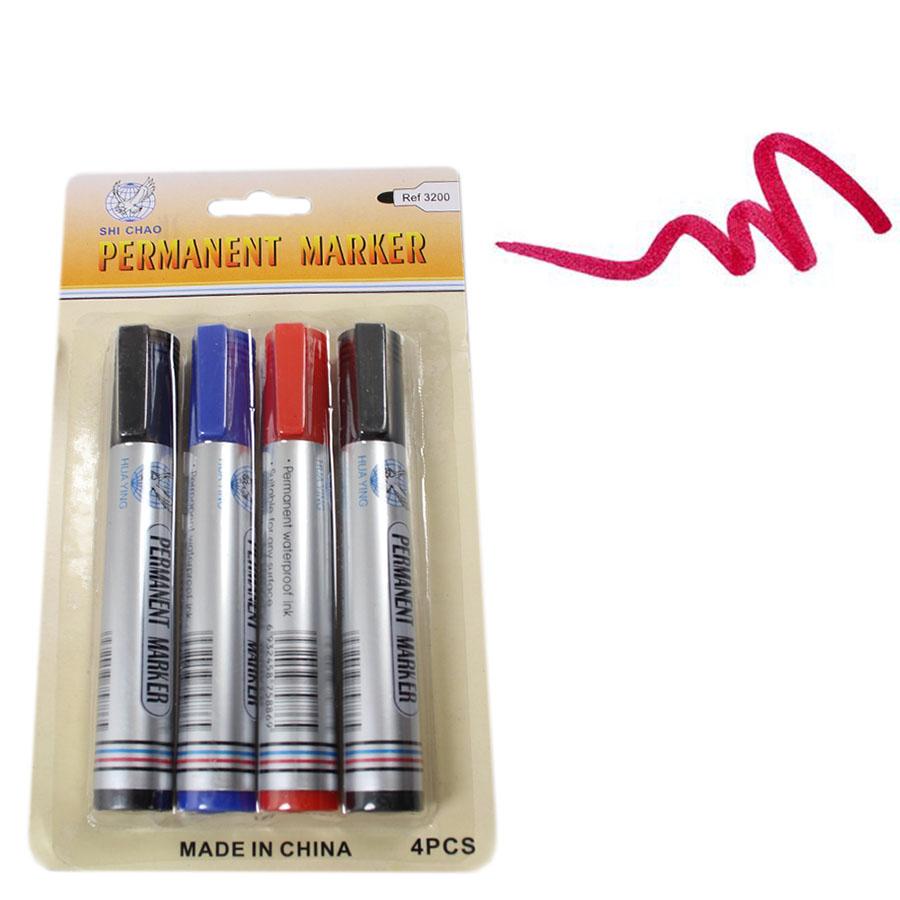 Permanent Markers Pack of 4 Assorted Colours 1732