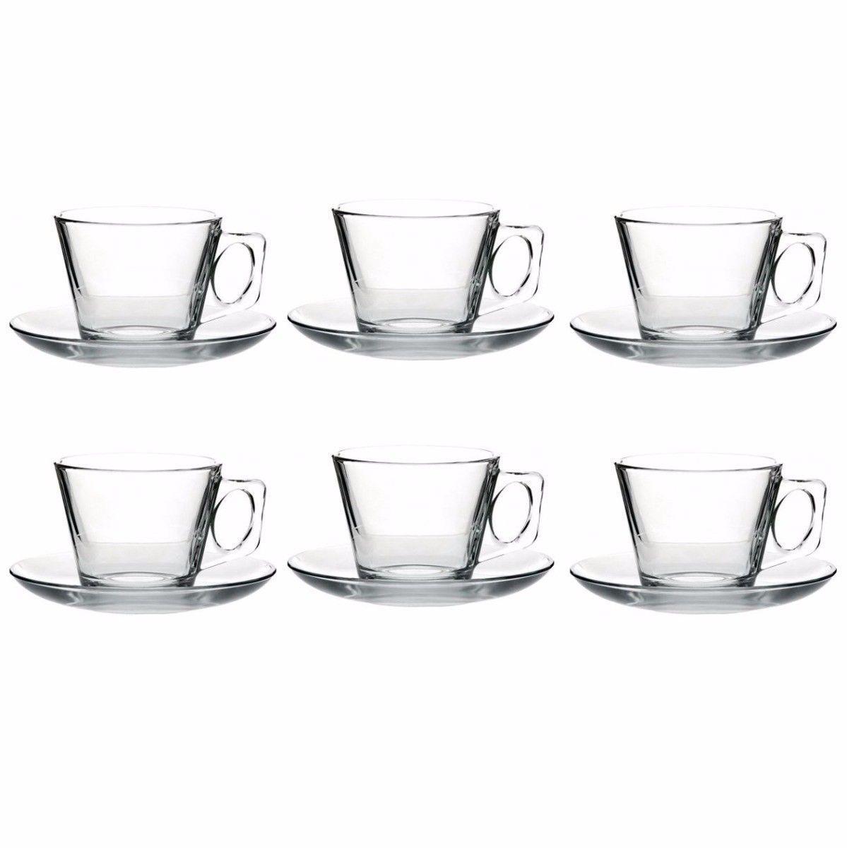 PB Vela Glass Espresso Coffee Cups with Saucers 80ml Set of 12 97301
