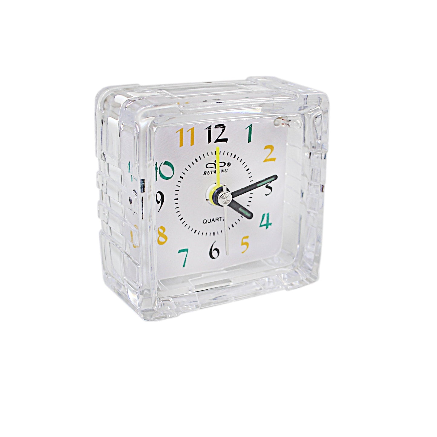Small Mini Travel Office Square Quartz Bedside Desk Travelling Alarm Clock 6.5 x 7 x 3.5cm 3075