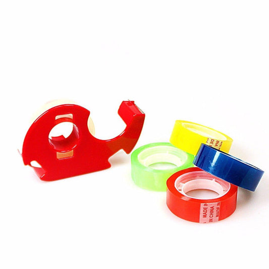 Pack of 6  Coloured Stationery Tape with 1 Dispenser Assorted Colours 3269