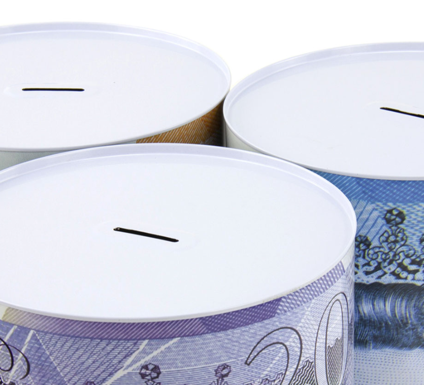 Large Coin Money Tin Piggy Bank Savings Box – 15 x 22cm, Assorted Royal Designs
