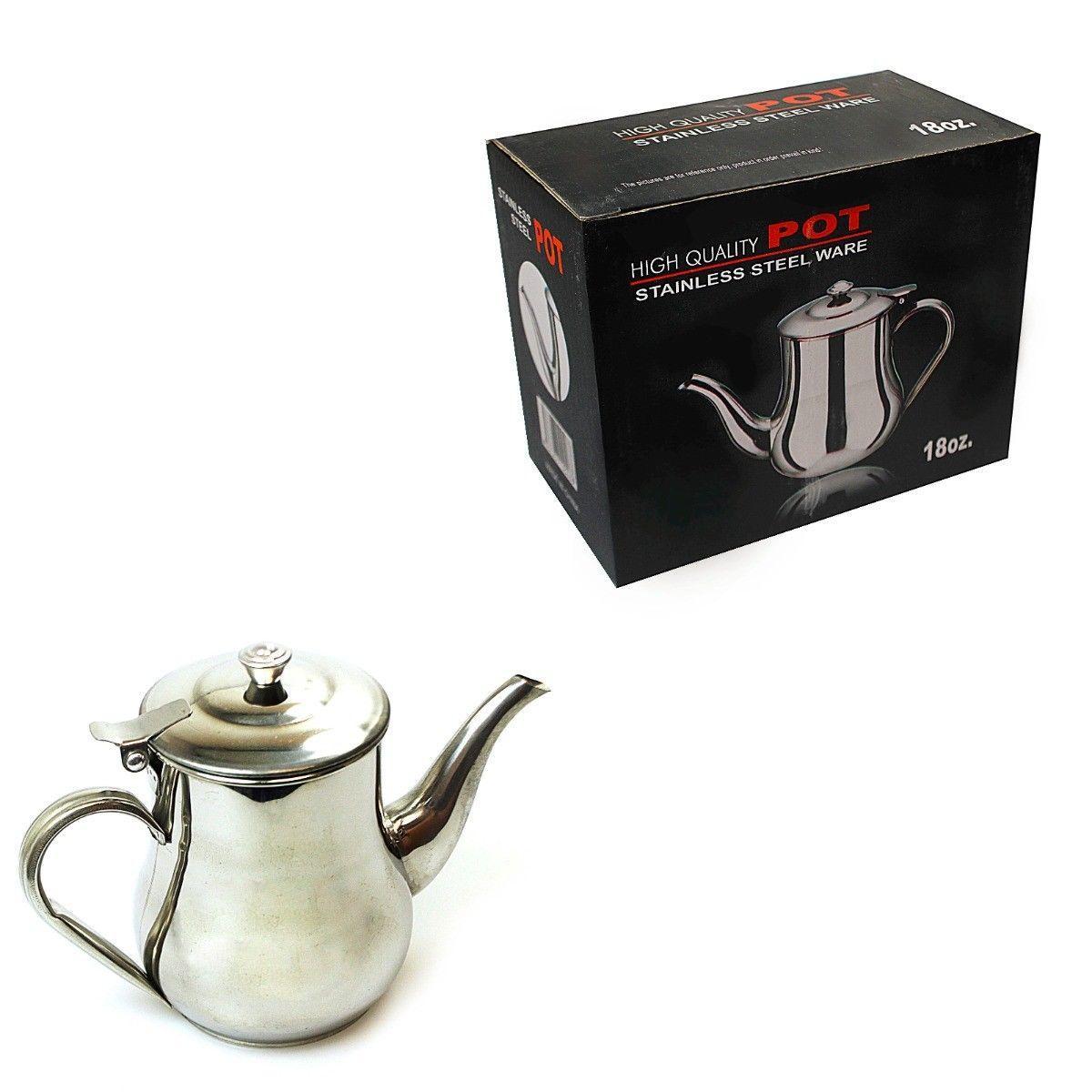 Traditional Style Stainless Steel Tea Pot 18oz Kitchen Home 0850 A