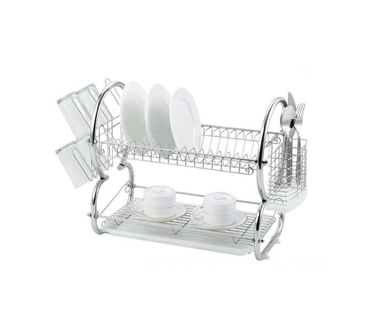 Tristar 2 Tier Dish Drainer Cutlery Rack with Drip Tray Silver 53743