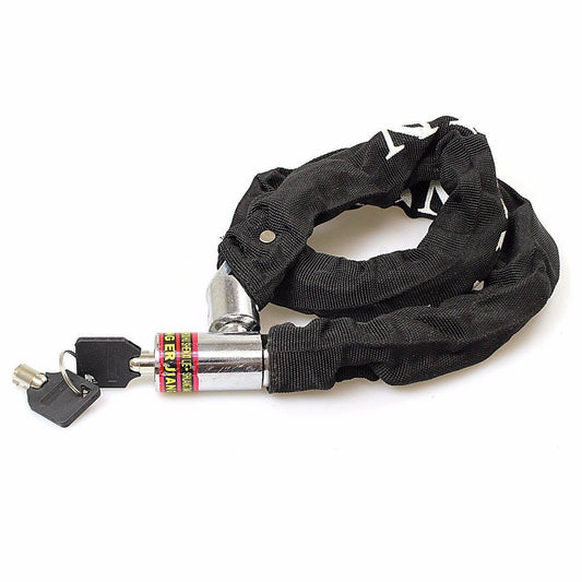 Classic Black Bicycle Chain Lock With Keys Outdoors 0685