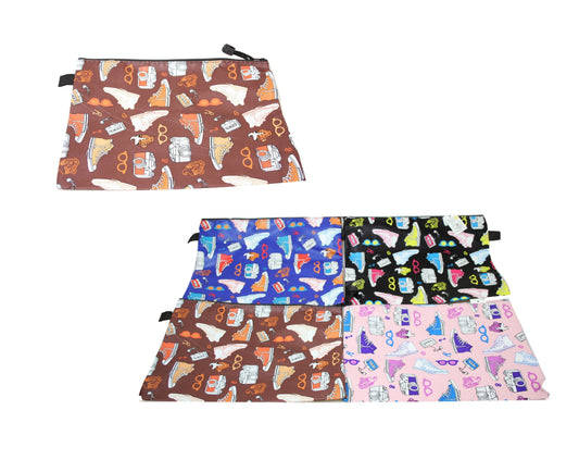 Fake Leather Pencil Case Shoe Print 28 x 20 cm Assorted Colours 5389