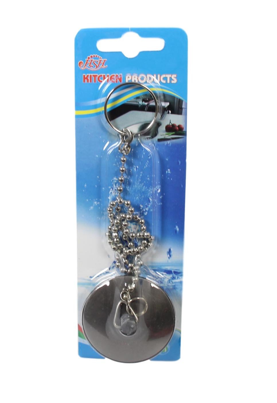 Chrome Metal Bathroom Bath Sink Plug 4cm and Chain 34cm 5583