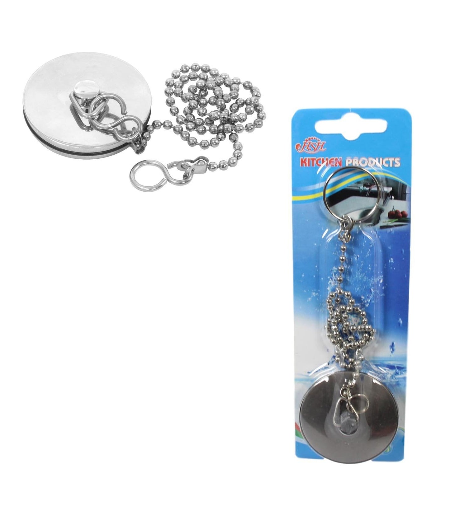 Chrome Metal Bathroom Bath Sink Plug 4cm and Chain 34cm 5583