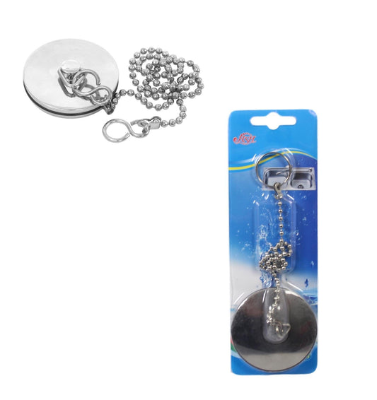 Chrome Metal Bathroom Bath Sink Plug 5cm and Chain 34cm 5584