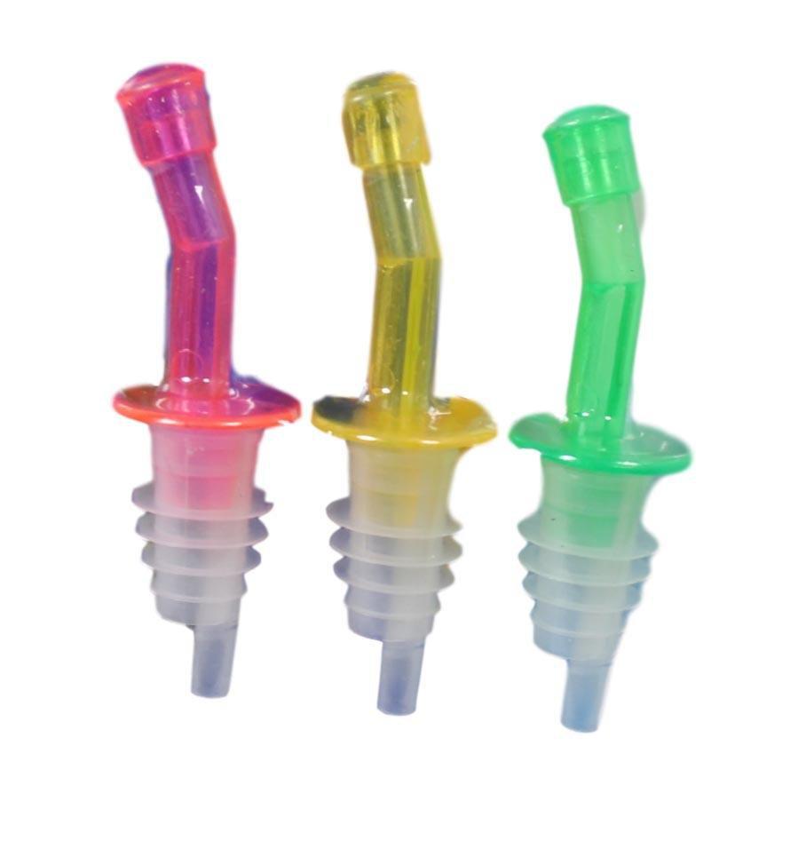 Plastic Oil Vinegar Wine Bottle Stopper Pourer Spout 10cm Pack of 3 Assorted Colours 5604