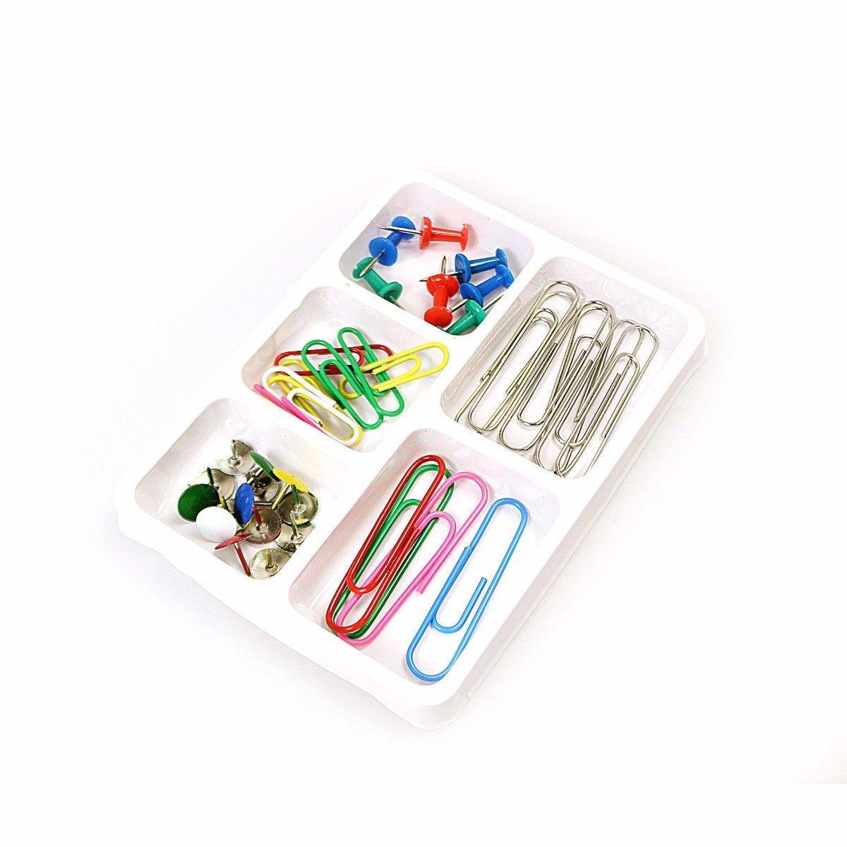 Stationary Supplies Pack of Assorted Paper Clips and Push Pins 0646
