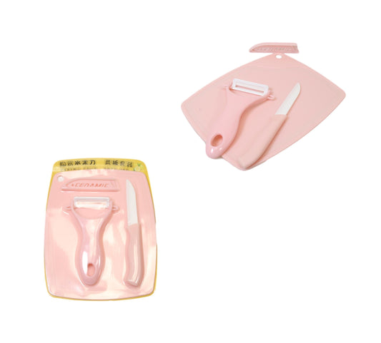 Plastic Chopping Board Set with Vegetable Peeler and Knife 20 x 15 cm Assorted Colours 5706