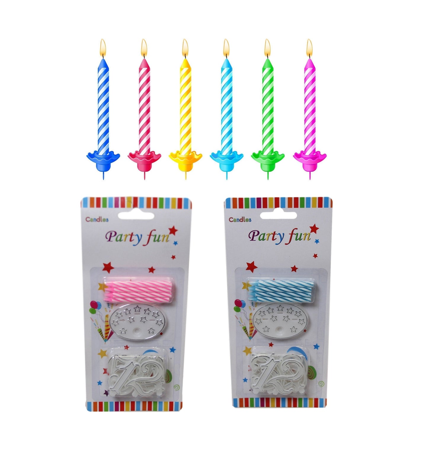 Birthday Candles With Numbers 1-10 Pack of 6 Assorted Colours 5798