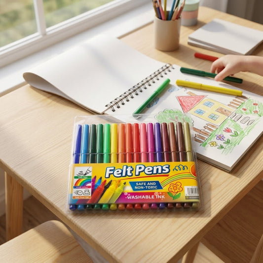 Felt Tip Pens – Vibrant Colours, Smooth Writing, Professional Quality – SKU STK1