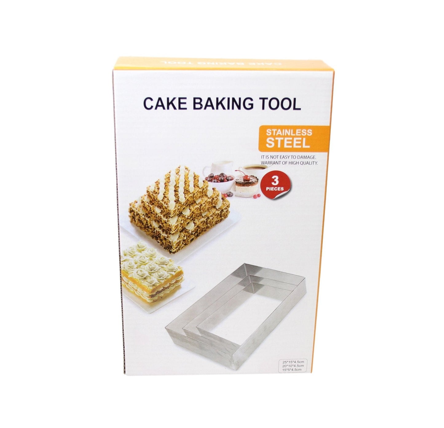 Stainless Steel Cake Baking Tool Rectangle Mould 25cm  20cm  15cm  5917