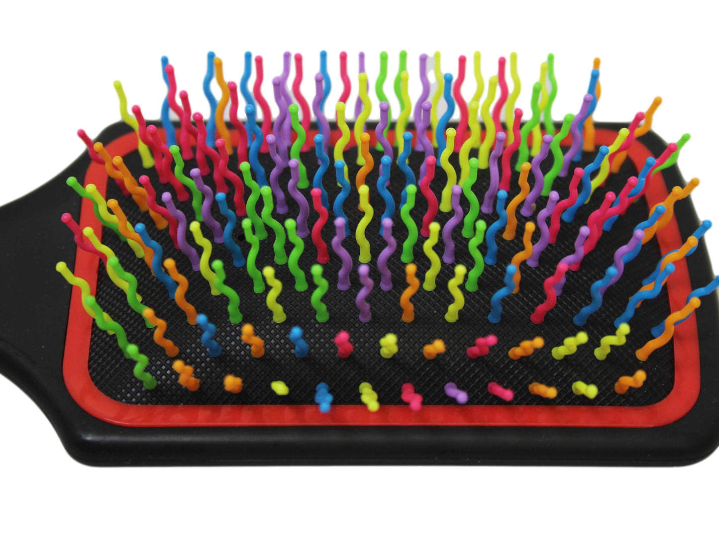 Plastic Detangling Frizzle Hair Brush with Squiggly Rainbow Bristles 24 x 8cm Assorted Colours 5943