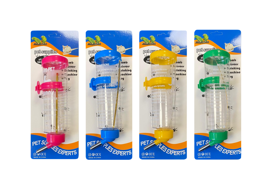 Pet Rabbit Guinea Pig Water Bottle Dispenser 210ml Assorted Colours 5988