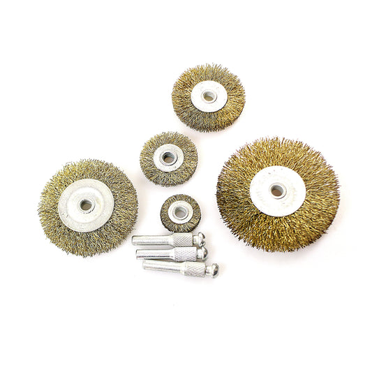 5 Pc Metallic Disc Brush & Cut Set 6mm Electric Spindle Tube Tips 4387