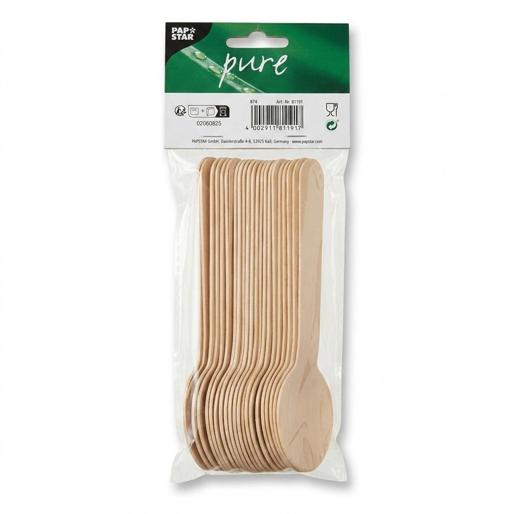 Wooden Spoon Set 25 Pack, 15.7cm Length, 78g Each, SKU 81191