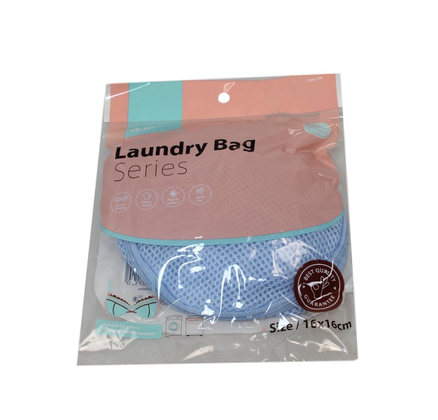 Protective Zipped Round Mesh Washing Laundry Clothes Bag 16 x 16cm Assorted Colours 6089