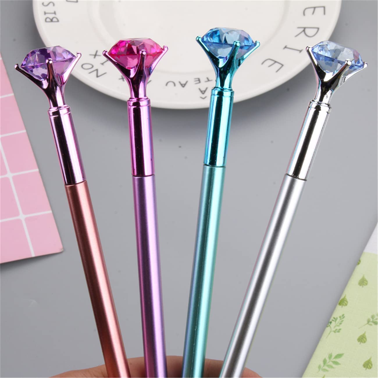 Black Ink Pen Diamond  Top Metallic Style 18 cm Assorted Colours 6219