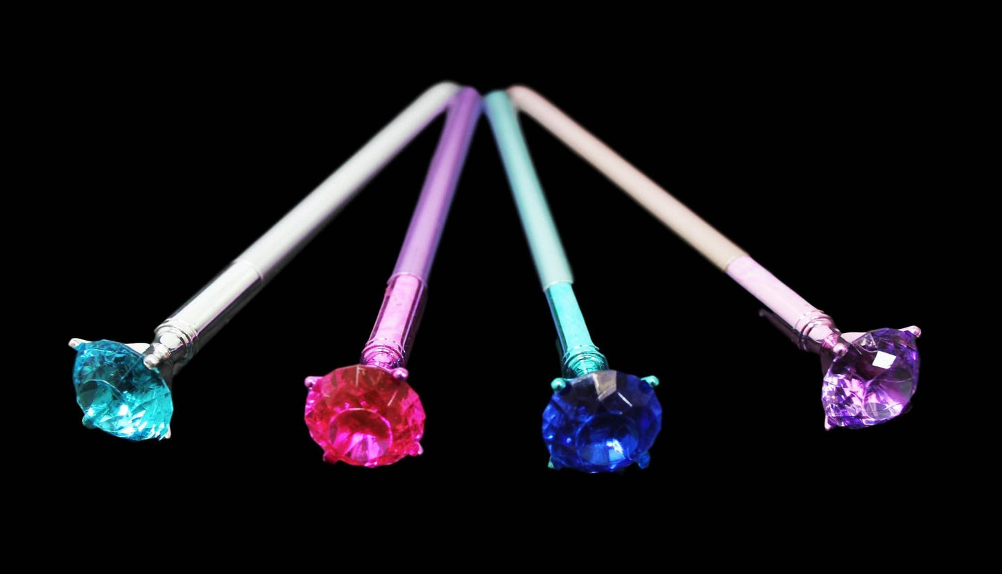 Black Ink Pen Diamond  Top Metallic Style 18 cm Assorted Colours 6219