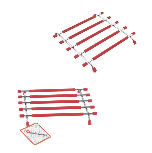 SQ Pro Elite Stainless Steel and Silicone Pan Trivet 20 x 21 cm Red 6225 A