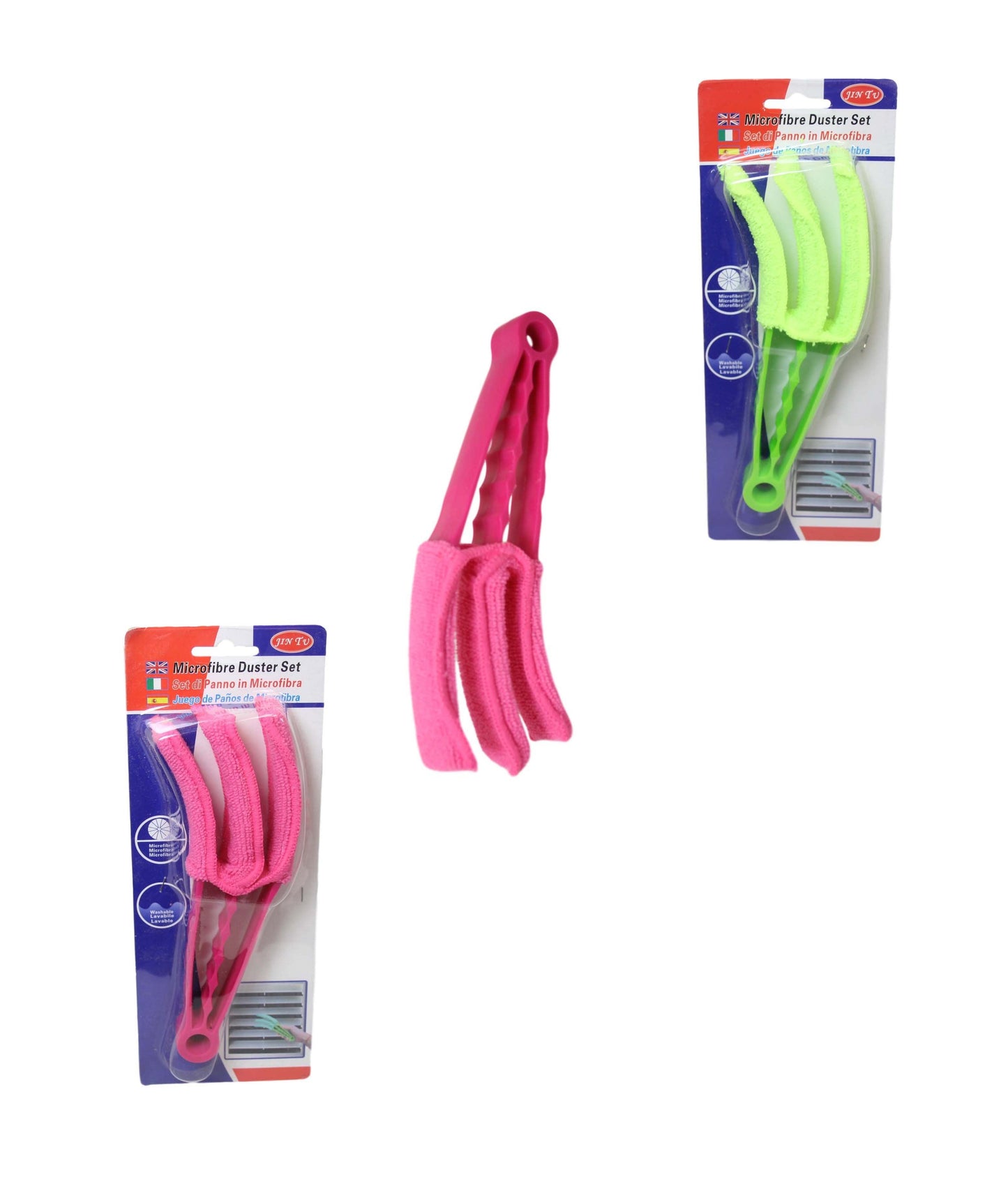 Washable Microfibre 3 in 1 Window Blinds Duster 20 cm Assorted Colours 6346