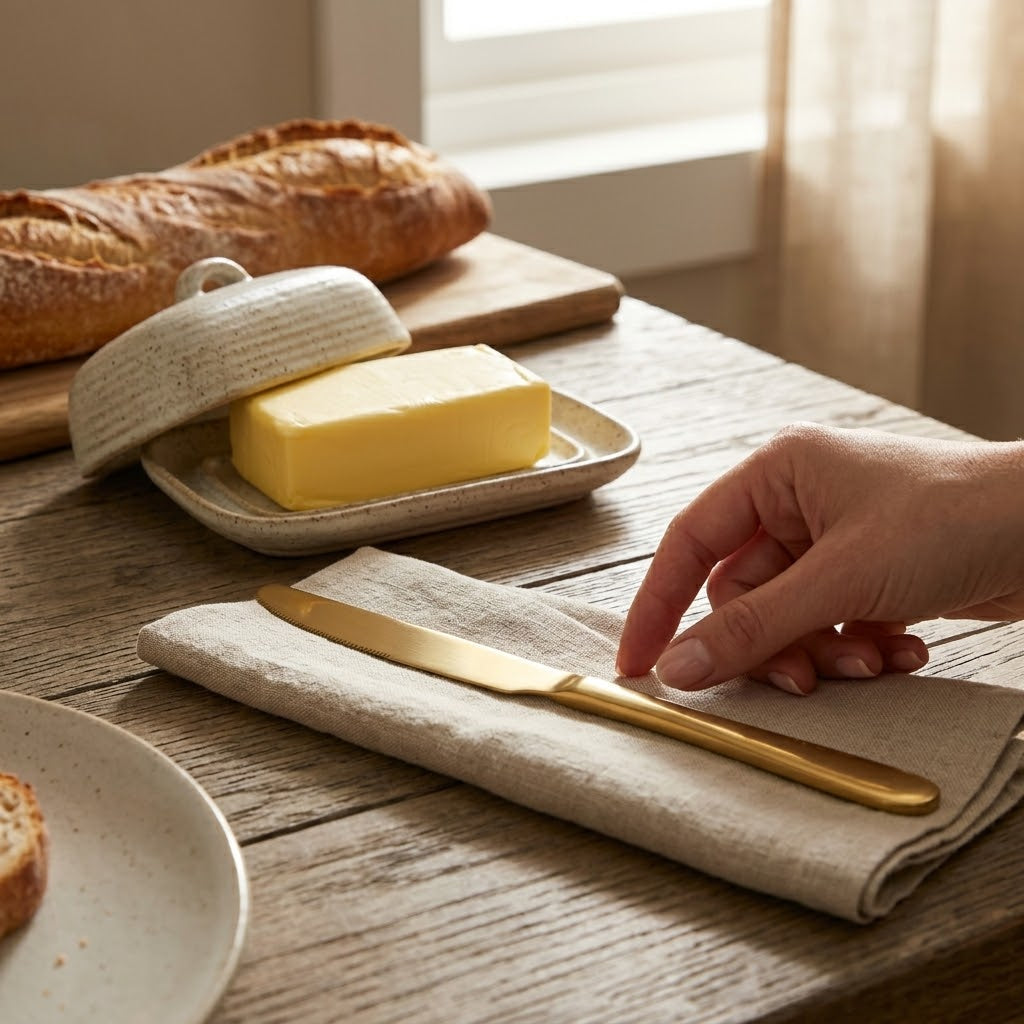 Gold Coloured Metal Butter Knife 22.5cm Pack of 2 7030