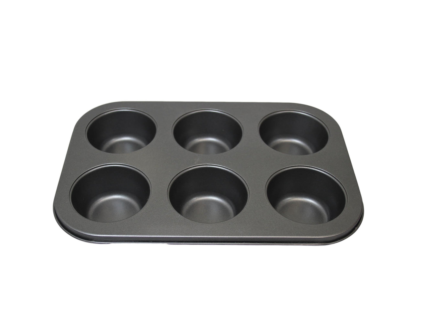Metal Muffin Cupcake Baking Tray – 6 Cup Capacity, 26 x 18.5 cm, Black, SKU 6448/6484A