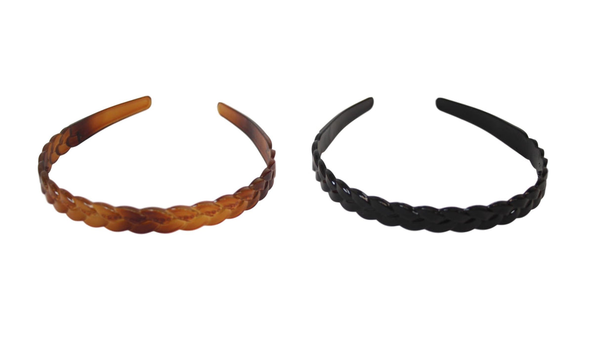 Girl's Plastic Wavy Hair Head Band 1.3cm Pack of 2 Assorted Colours 6495