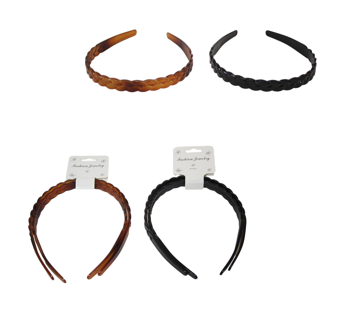 Girl's Plastic Wavy Hair Head Band 1.3cm Pack of 2 Assorted Colours 6495