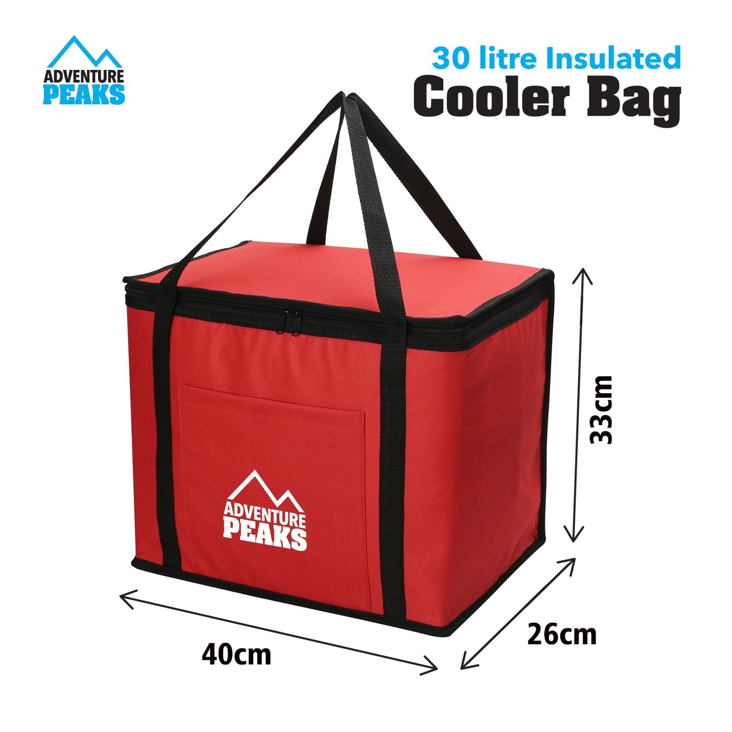 Insulated Camping Cooler Bag 30L 40 x 26 x 33cm Red 6606